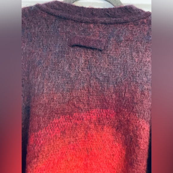 STEIN Burgundy Gradient Mohair Cardigan Purple Red Soft Oversized Sweater Medium - Picture 7 of 16